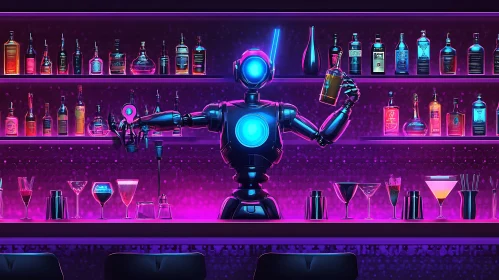 Futuristic Bartender Serving Drinks