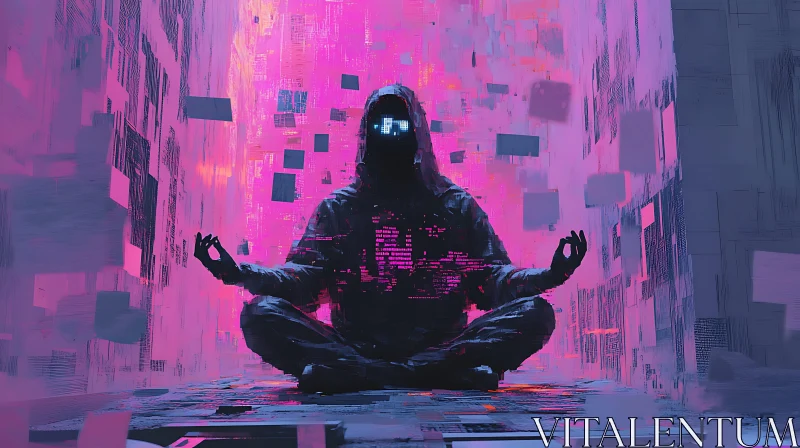 AI ART Digital Meditation: A Cyberpunk Scene