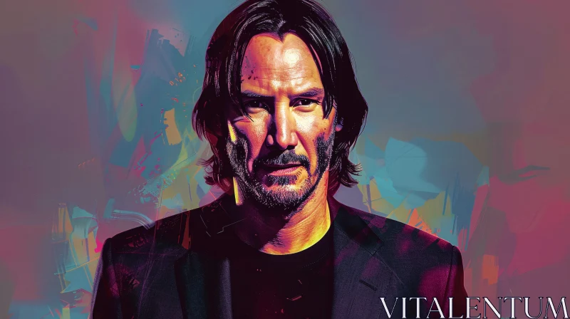 AI ART Colourful Keanu Reeves Digital Painting