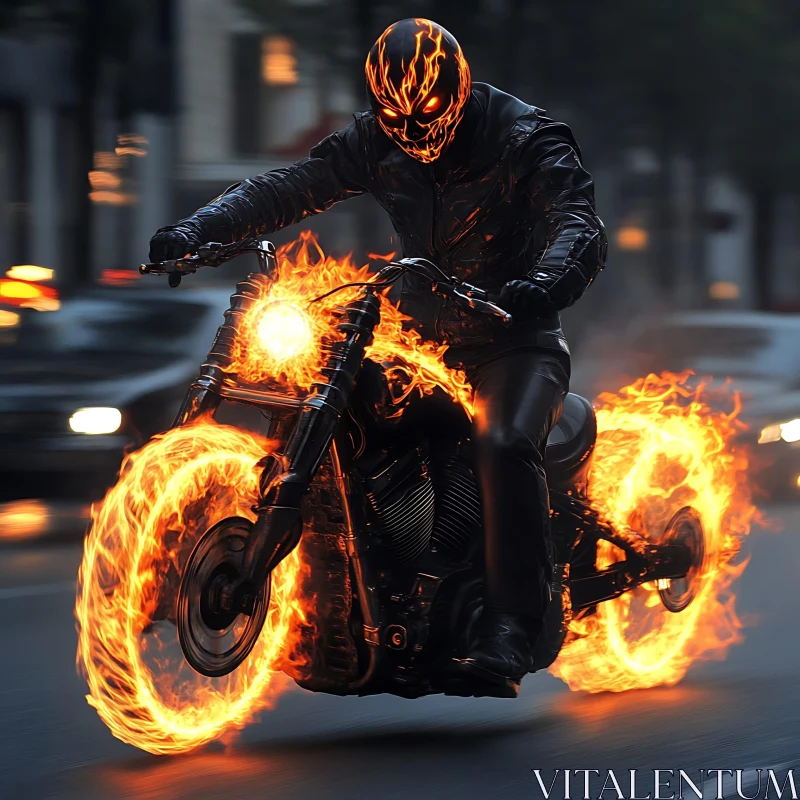 AI ART Blazing Rider on Flaming Bike