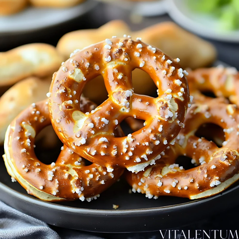 Golden Brown Pretzels on a Plate AI Image