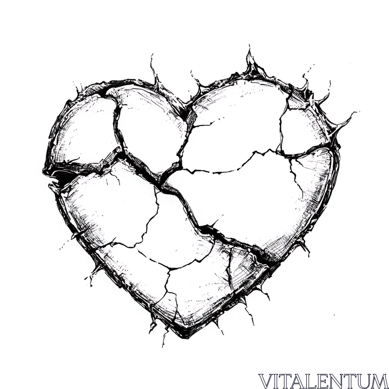 Fragmented Heart Drawing AI Image