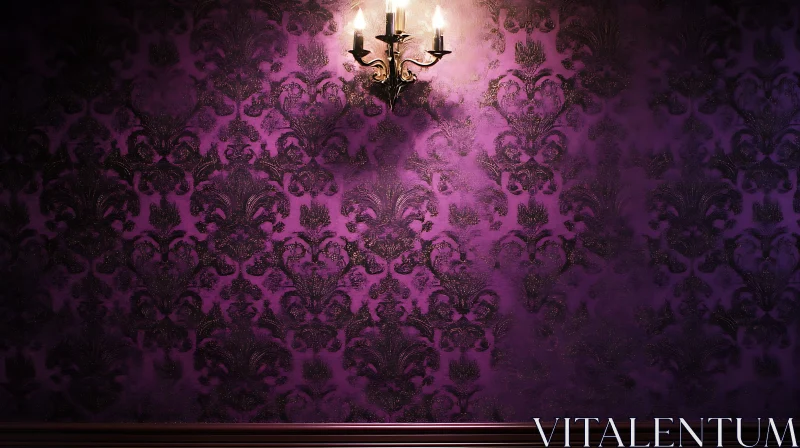 AI ART Elegant Purple Damask Wall Decor