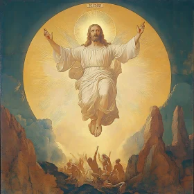 Religious Ascension Art with People Reaching Up