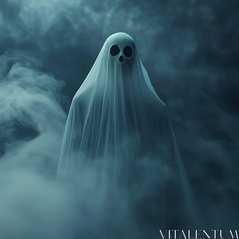 Ghostly Figure Emerging from Fog AI Image