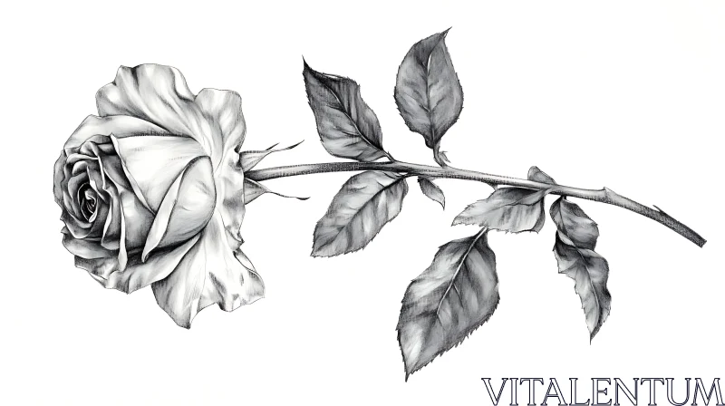 Monochromatic Artistic Rose Illustration AI Image