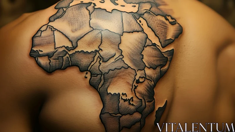 Intricate Africa Map Tattoo on Back AI Image