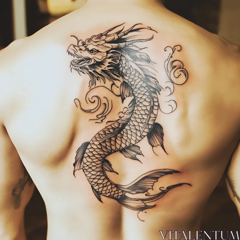 AI ART Detailed Dragon Tattoo on Back