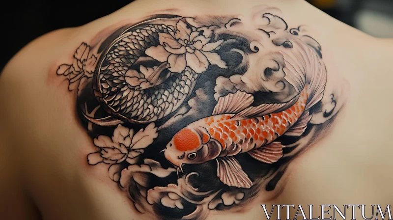 Japanese Koi Fish Back Tattoo AI Image