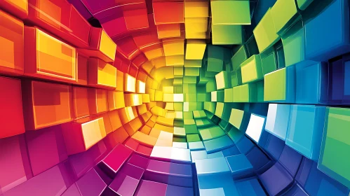 Colorful Cube Tunnel Illusion