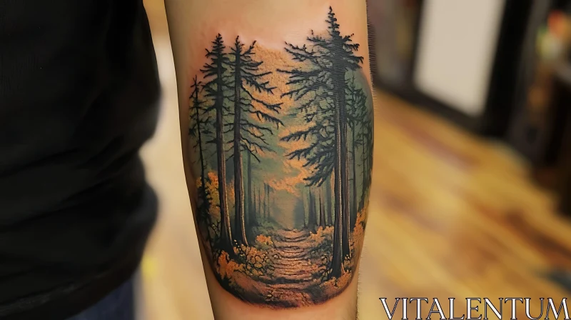 Forest Scene Arm Tattoo AI Image