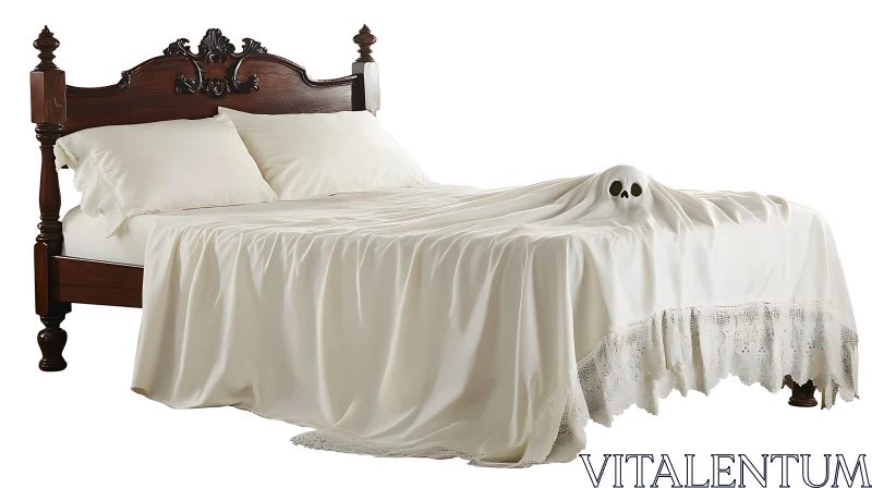 Spooky Bed Sheet Skull Ghost AI Image