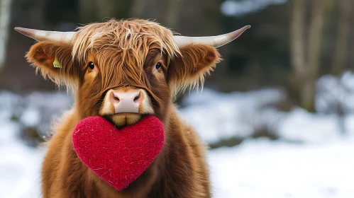 Cow Holding Red Heart