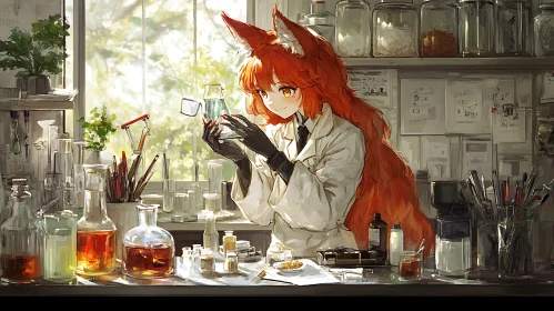 Anime Fox Girl Potion Experiment