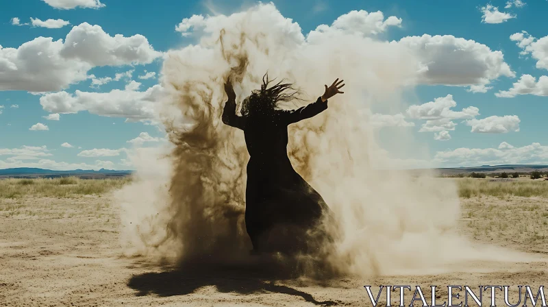 AI ART Desert Mirage: Figure in Sand Cloud