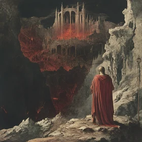 Gothic Castle in Flames Painting