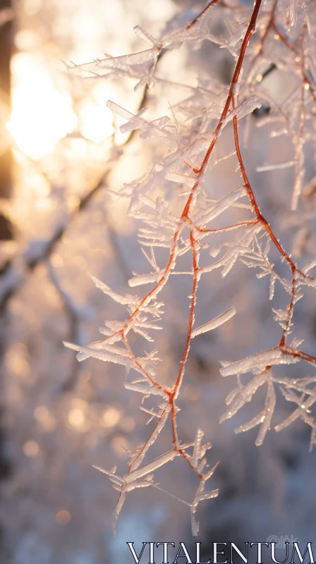 Winter Frost on Branches AI Image