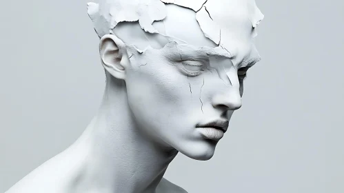 Abstract White Cracked Face Art