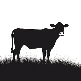 Monochrome Cow Illustration