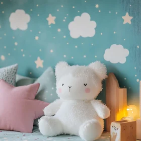 Soft Teddy Bear in Child's Room