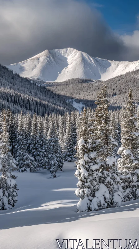 Picturesque Winter Landscape with Snowy Mountain AI Image