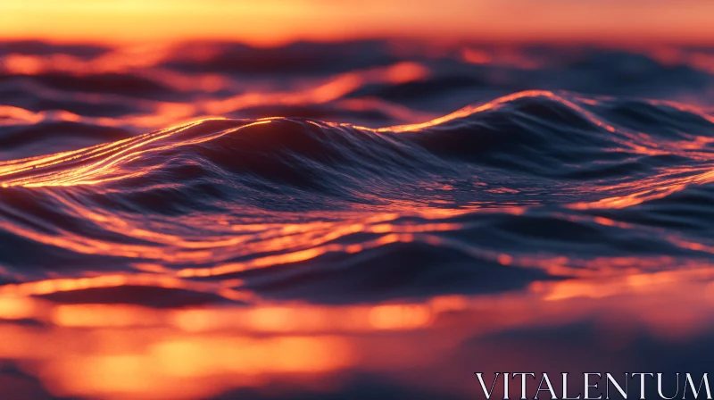 AI ART Sunset Waves with Golden Reflection