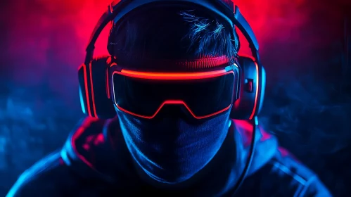 VR Headset in Neon Light