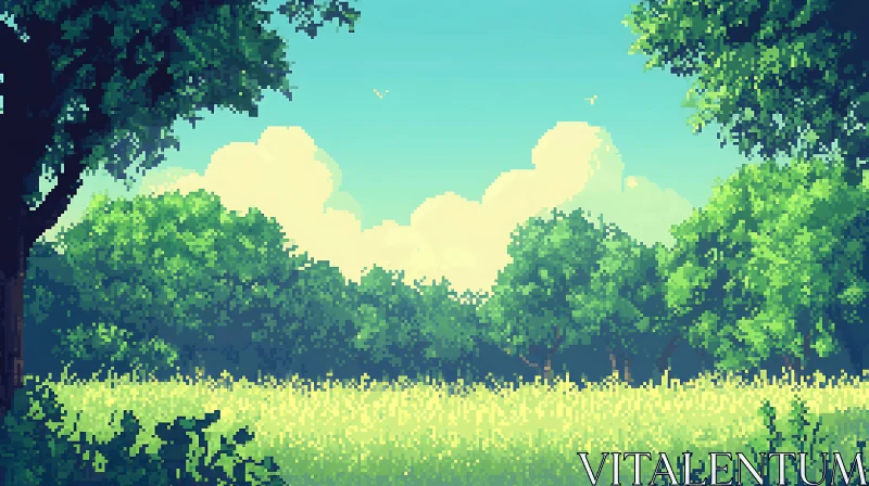 AI ART Tranquil Pixel Meadow