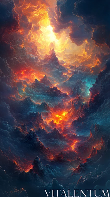 AI ART Mystical Fiery Clouds in a Surreal Sky