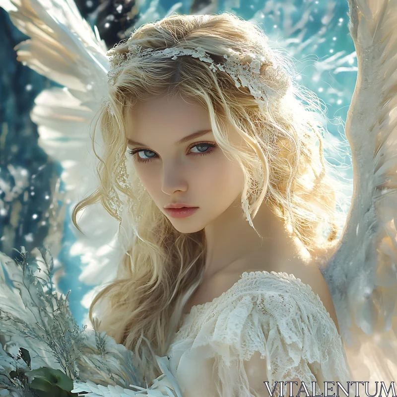 Serene Angelic Woman with Delicate Wings AI Image