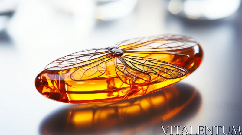 Amber Glass Bottle with Butterfly Lid - A Modern Artistic Masterpiece AI Image
