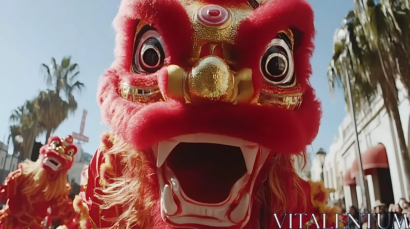 Chinese New Year Lion Dance Parade AI Image