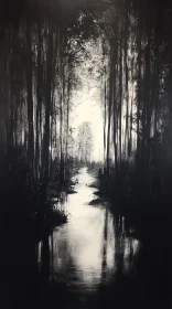 Enigmatic Monochrome Forest Scene