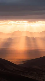 Sun Rays Over Desert Mountains