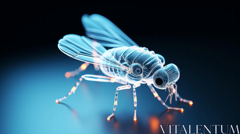 Illuminated Robotic Fly - A Fusion of Nature and Technology AI Image
