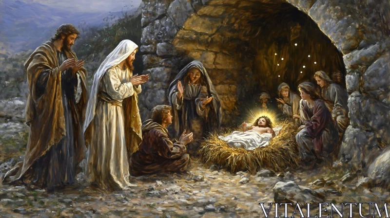 Birth of Jesus: A Classic Nativity Scene AI Image