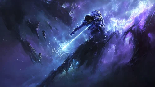 Cosmic Astronaut Reaching for Light