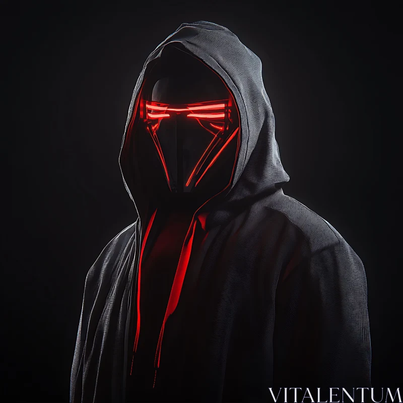 AI ART Mysterious Hooded Character in Shadow