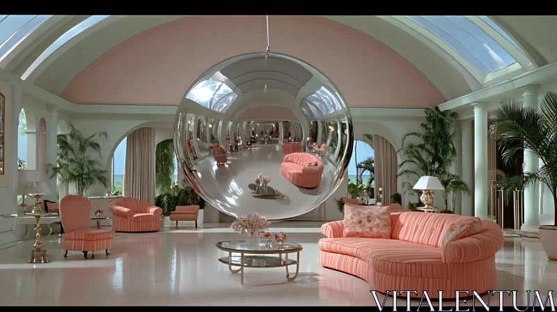 AI ART Luxury Living Room with Spherical Reflection