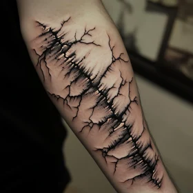 Shattered Skin Tattoo Art on Forearm