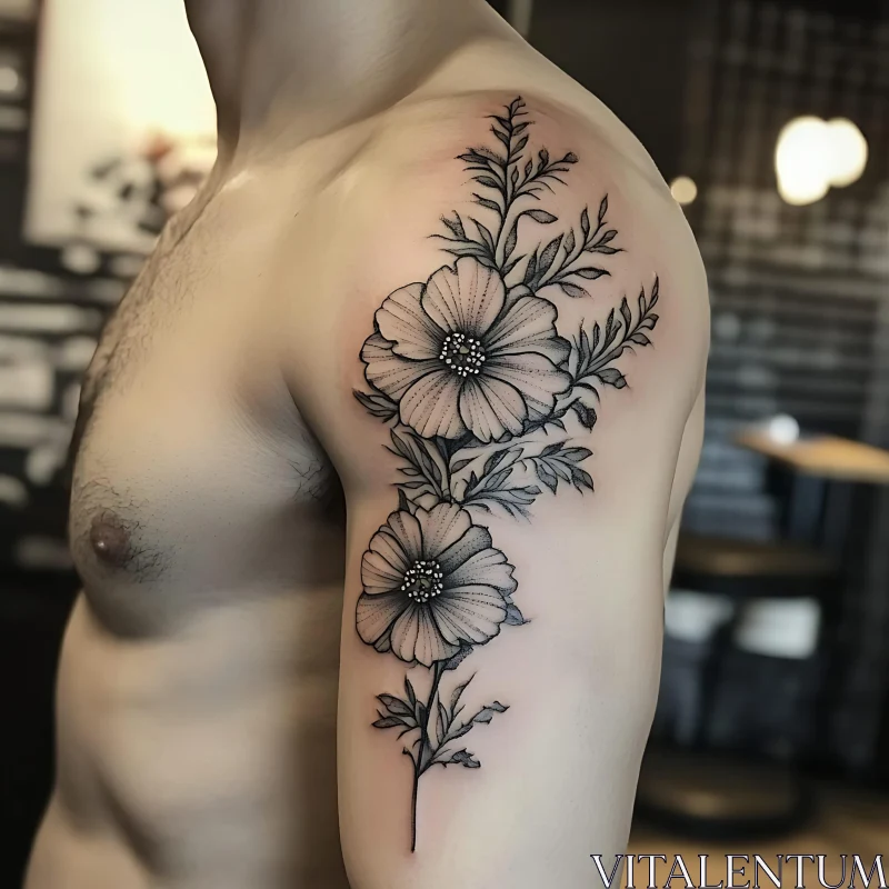 Intricate Botanical Arm Ink AI Image