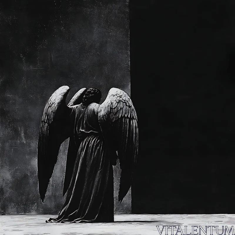 AI ART Dark Angel Image with Large Wings