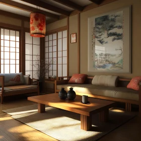 Harmonious Interior with Tatami and Classic Decor