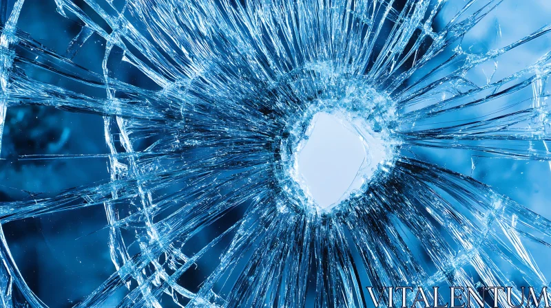 Radial Cracks in Broken Glass AI Image