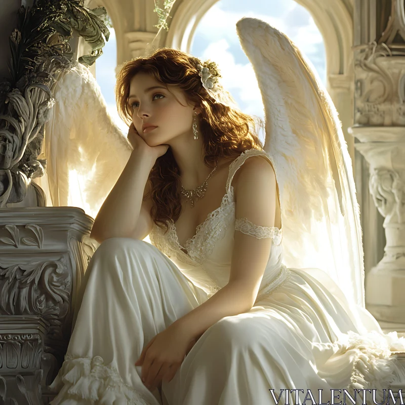 AI ART Serene Angel Contemplation