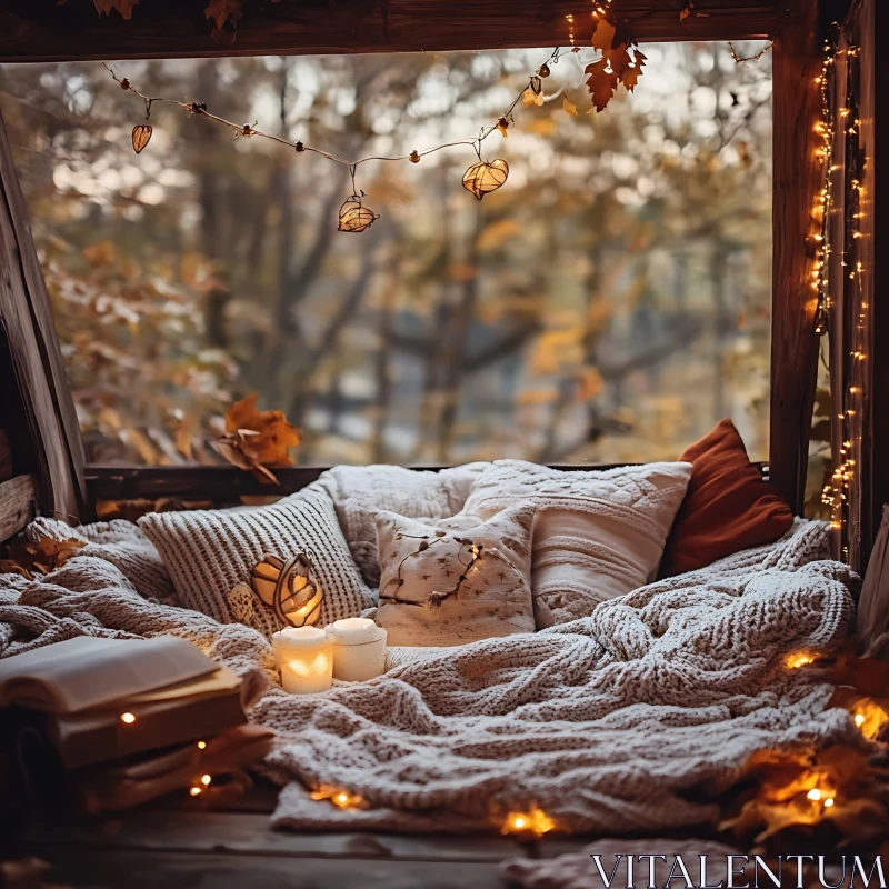 Cozy Autumn Interior with Candles AI Image