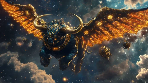 Celestial Bull with Fiery Wings