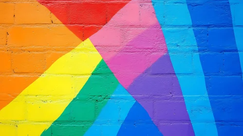 Rainbow Painted Brick Wall