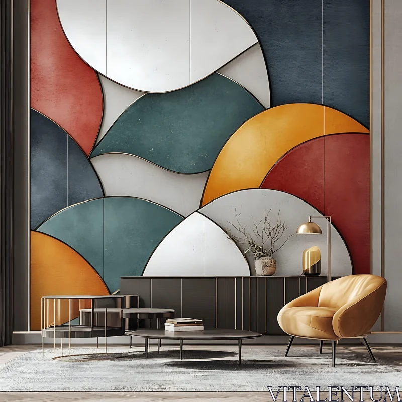 AI ART Modern Room with Colorful Wall Art