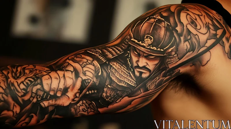 Detailed Samurai Tattoo Art AI Image